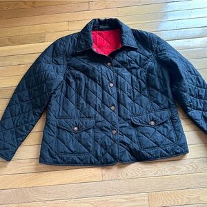 Lauren Ralph Lauren Black Quilted Jacket with Red Interior